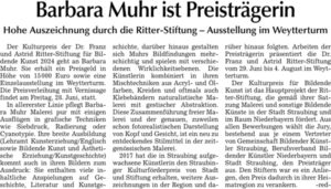 Zeitungsartikel vom 27.03.24, Straubinger Tagblatt, Barbara Muhr ist Preisträgerin