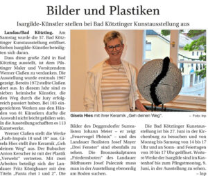 Zeitungsartikel 03.06.25, LNP, Bilder und Plastiken