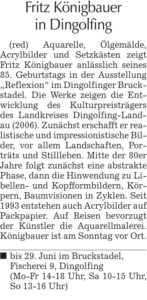 Zeitungsartikel 24.06.25, Feuilleton LZ, Fritz Königbauer in Dingolfing