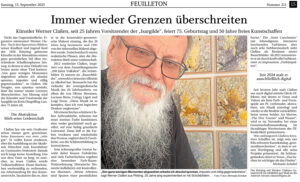 Zeitungsartikel 13.09.25, LNP Feuilleton, Immer wieder Grenzen überschreiten, Werner Claßen