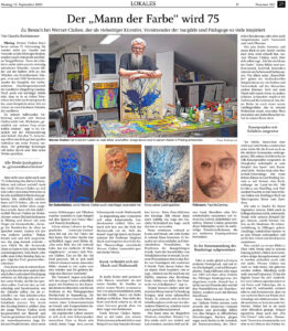 Zeitungsartikel 15.09.25, LNP, Der Mann der Farbe wird 75: Werner Claßen