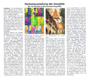 Zeitungsartikel 23.09.2026, Vilstalbote, Herbstausstellung der Isargilde